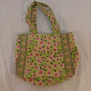ADULT WOMEN'S MAGGI B GREEN PINK FLORAL PATTERN SHOULDER BAG PURSE NM 32839